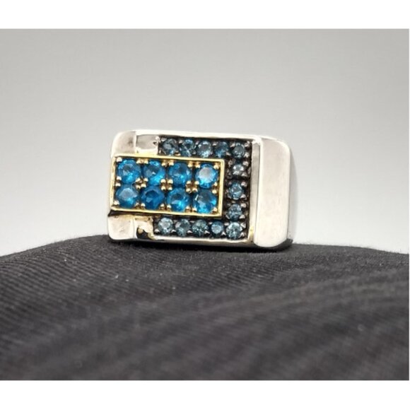 Apatite & London Blue Topaz Men's Ring - Michael Valitutti